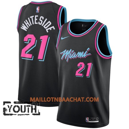 Maillot NBA Miami Heat Hassan Whiteside 21 2018-19 Nike City Edition Noir Swingman - Enfant Maillot NBA Miami Heat Hassan Whiteside 21 2018-19 Nike City Edition Noir Swingman - Enfant